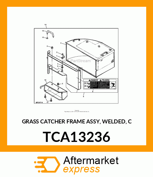 GRASS CATCHER FRAME ASSY, WELDED, C TCA13236