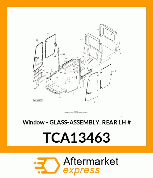 Window - GLASS-ASSEMBLY, REAR LH # TCA13463