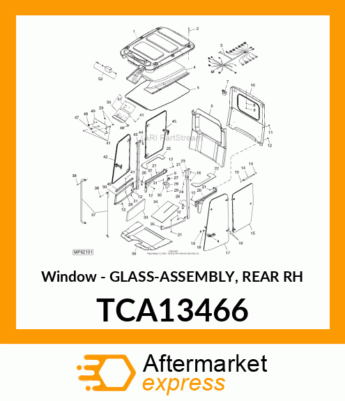 Window - GLASS-ASSEMBLY, REAR RH TCA13466