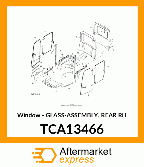 Window - GLASS-ASSEMBLY, REAR RH TCA13466