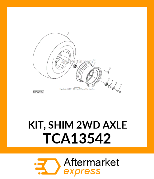 KIT, SHIM 2WD AXLE TCA13542