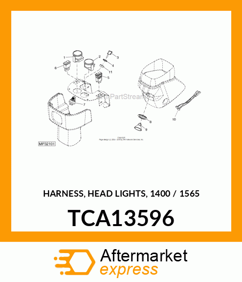 HARNESS, HEAD LIGHTS, 1400 / 1565 TCA13596