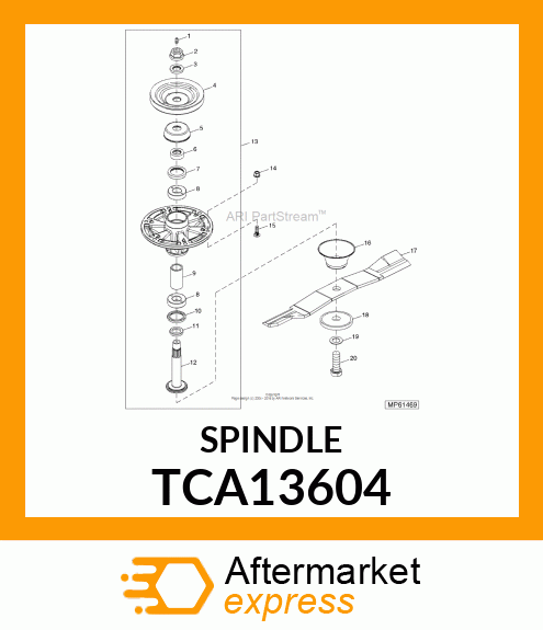 SPINDLE, COMMERCIAL SPINDLE ASSY W TCA13604