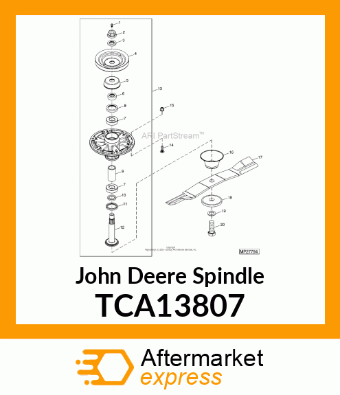 SPINDLE, SPINDLE, ASSY TCA13807