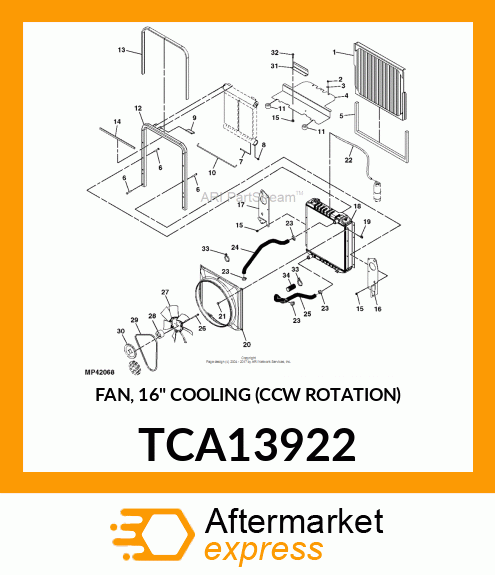 FAN, 16" COOLING (CCW ROTATION) TCA13922