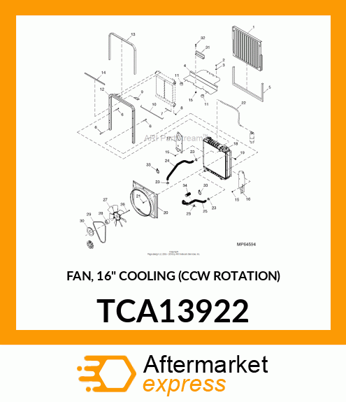 FAN, 16" COOLING (CCW ROTATION) TCA13922