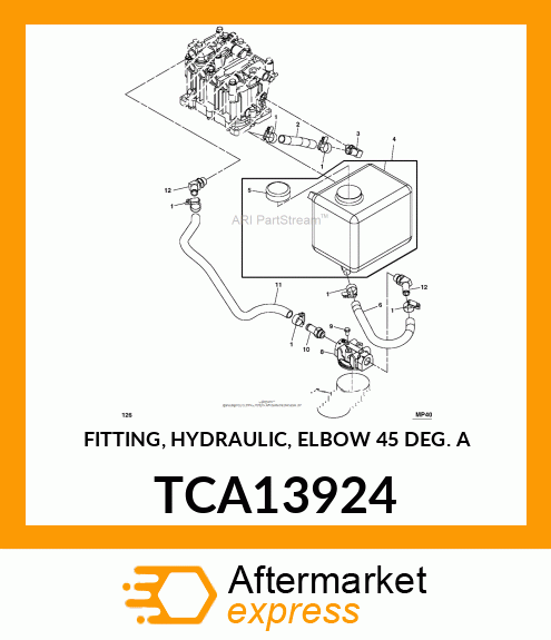 FITTING, HYDRAULIC, ELBOW 45 DEG. A TCA13924