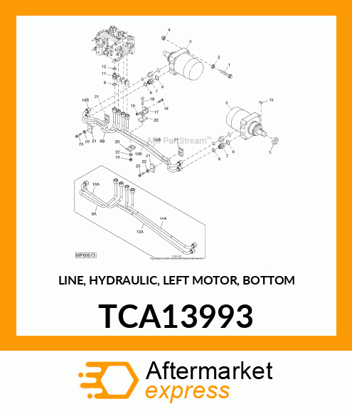 LINE, HYDRAULIC, LEFT MOTOR, BOTTOM TCA13993