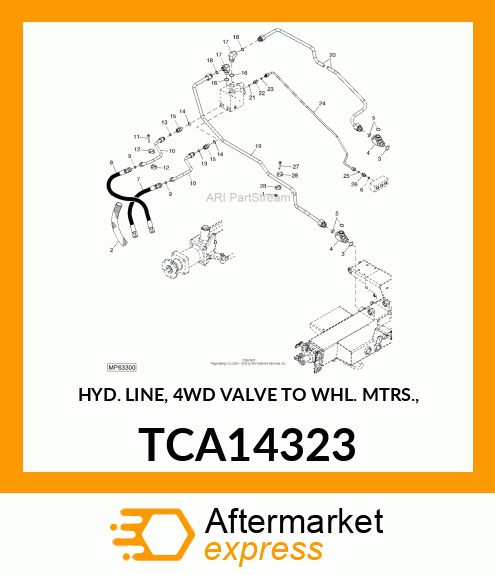 HYD. LINE, 4WD VALVE TO WHL. MTRS., TCA14323