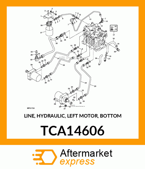 LINE, HYDRAULIC, LEFT MOTOR, BOTTOM TCA14606