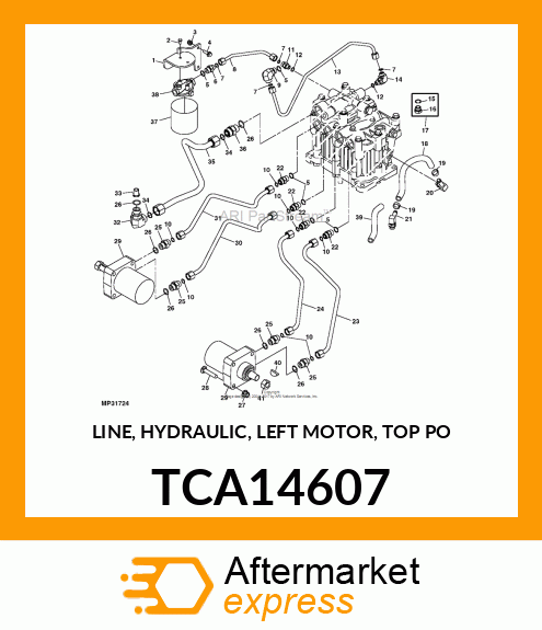 LINE, HYDRAULIC, LEFT MOTOR, TOP PO TCA14607