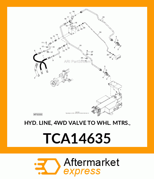 HYD. LINE, 4WD VALVE TO WHL. MTRS., TCA14635