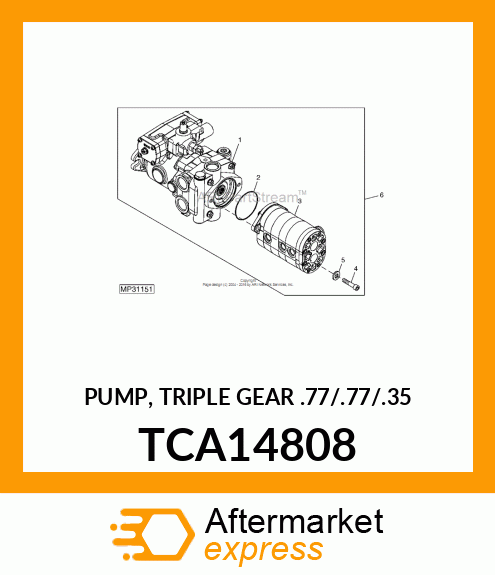 PUMP, TRIPLE GEAR (.77/.77/.35) TCA14808