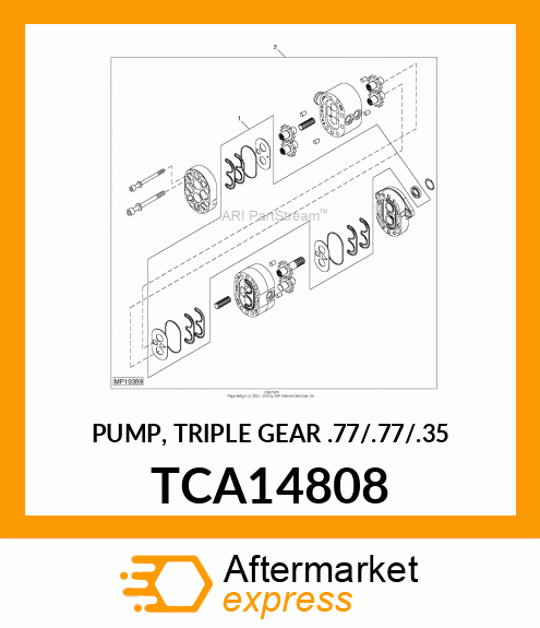 PUMP, TRIPLE GEAR (.77/.77/.35) TCA14808