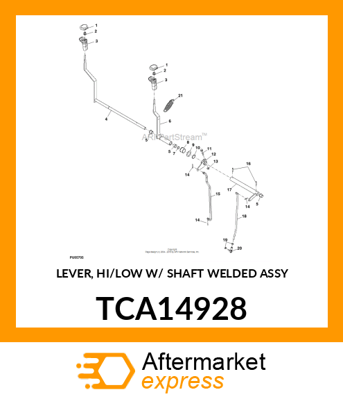 LEVER, HI/LOW W/ SHAFT WELDED ASSY TCA14928