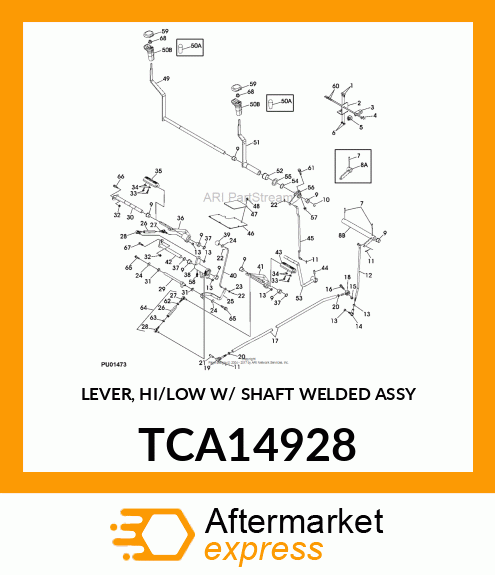 LEVER, HI/LOW W/ SHAFT WELDED ASSY TCA14928