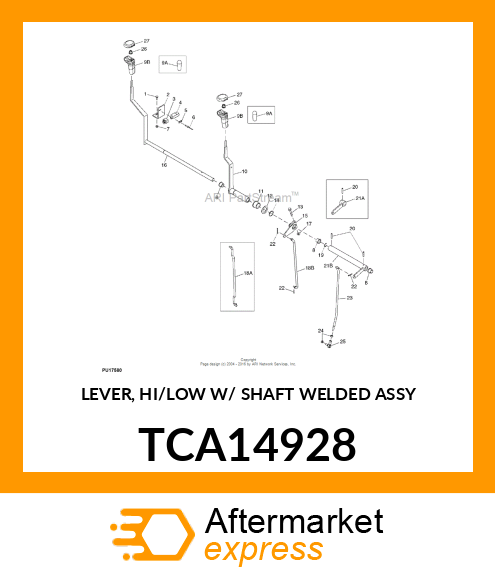 LEVER, HI/LOW W/ SHAFT WELDED ASSY TCA14928