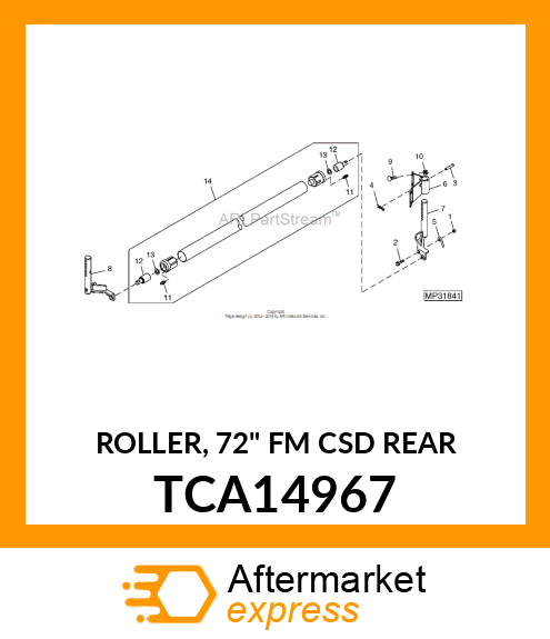 ROLLER, 72" FM CSD REAR TCA14967