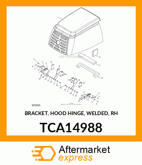 BRACKET, HOOD HINGE, WELDED, RH TCA14988