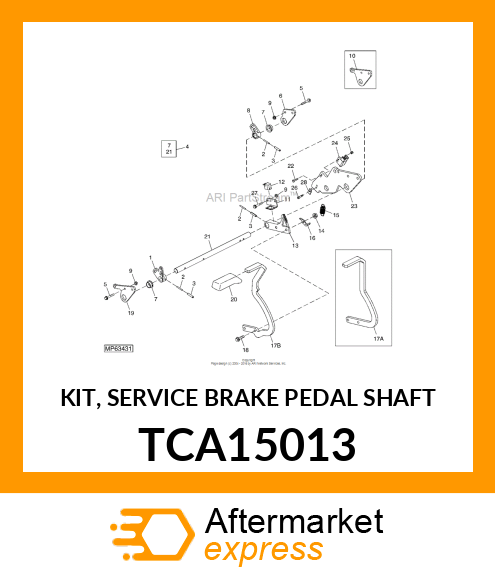 KIT, SERVICE BRAKE PEDAL SHAFT TCA15013