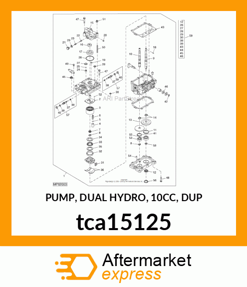 PUMP, DUAL HYDRO, 10CC, DUP tca15125