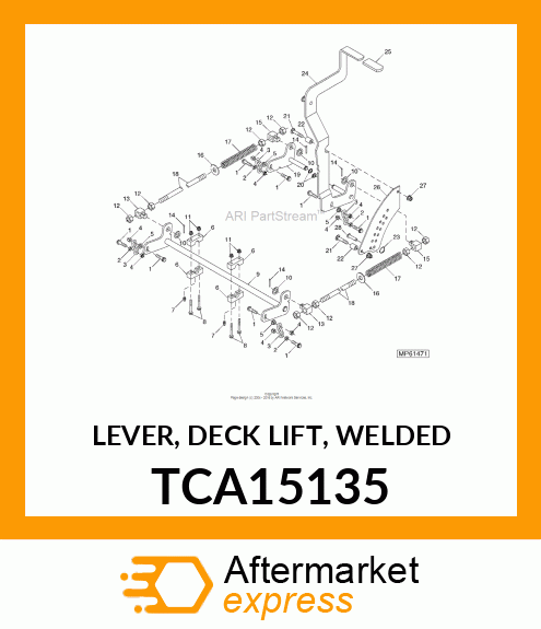 LEVER, DECK LIFT, WELDED TCA15135