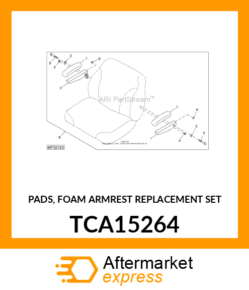 PADS, FOAM ARMREST REPLACEMENT SET TCA15264