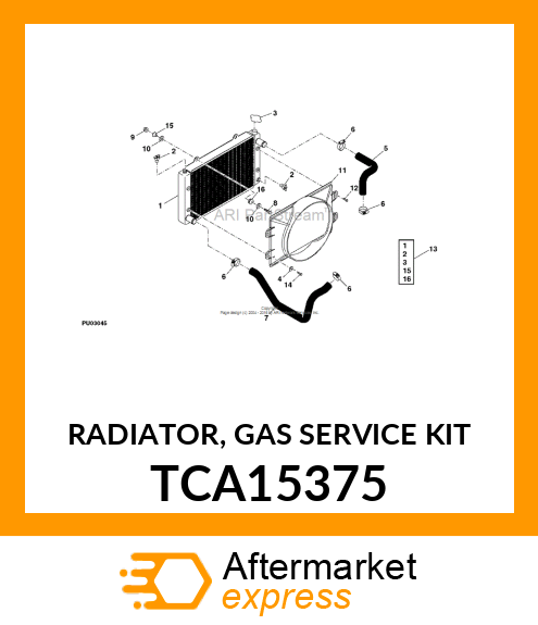 RADIATOR, GAS SERVICE KIT TCA15375