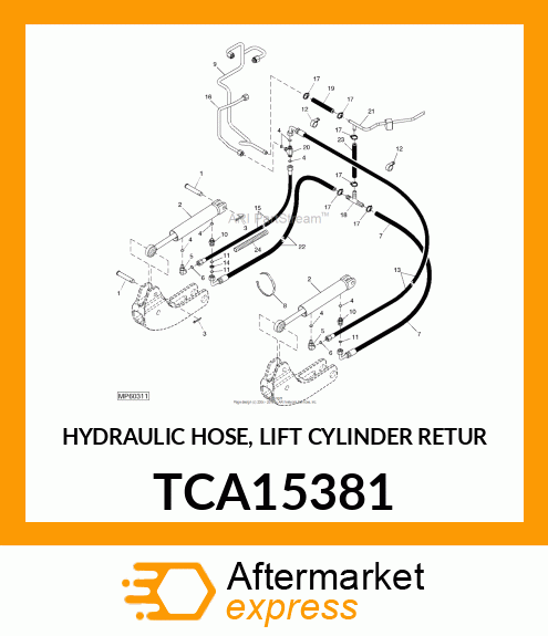 HYDRAULIC HOSE, LIFT CYLINDER RETUR TCA15381