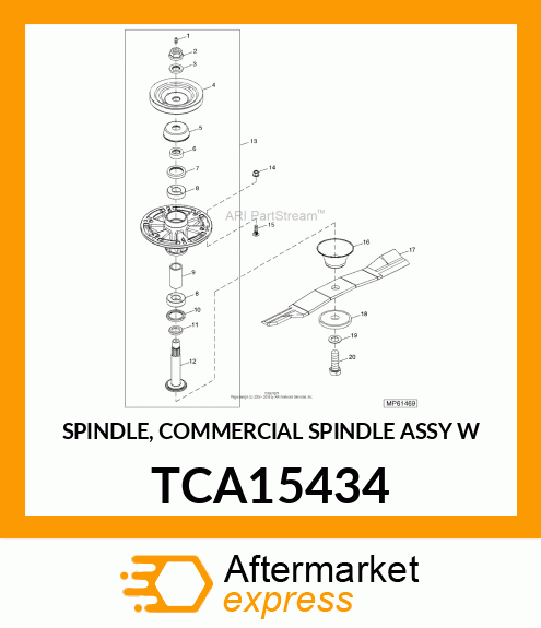 SPINDLE, COMMERCIAL SPINDLE ASSY W TCA15434