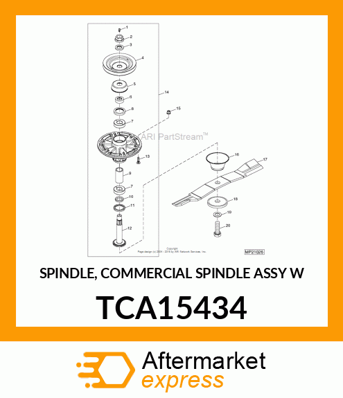 SPINDLE, COMMERCIAL SPINDLE ASSY W TCA15434