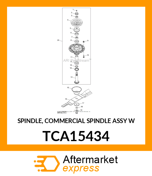 SPINDLE, COMMERCIAL SPINDLE ASSY W TCA15434