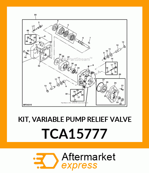 KIT, VARIABLE PUMP RELIEF VALVE TCA15777