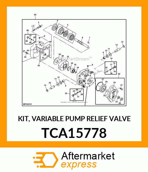 KIT, VARIABLE PUMP RELIEF VALVE TCA15778