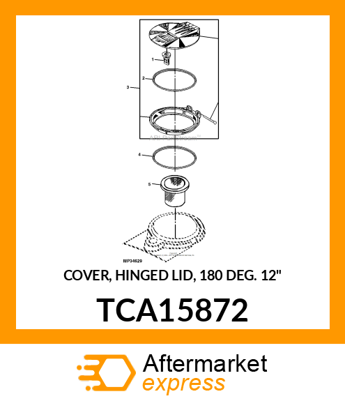 COVER, HINGED LID, 180 DEG. 12" TCA15872