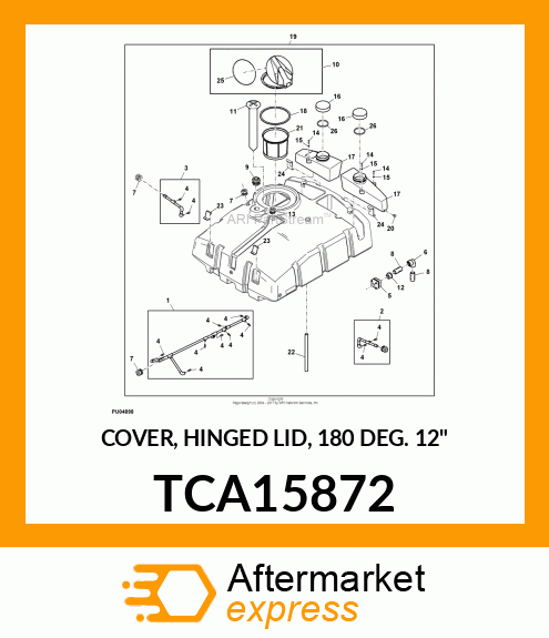 COVER, HINGED LID, 180 DEG. 12" TCA15872