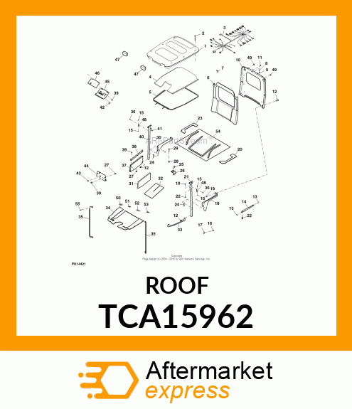 INNER ROOF, 1400/1500 FRONT MOWER C TCA15962