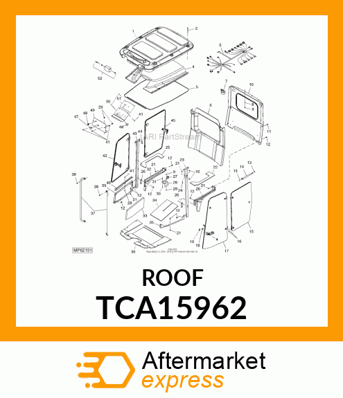 INNER ROOF, 1400/1500 FRONT MOWER C TCA15962