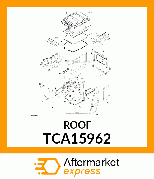 INNER ROOF, 1400/1500 FRONT MOWER C TCA15962