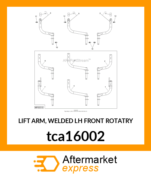 LIFT ARM, WELDED LH FRONT ROTATRY tca16002