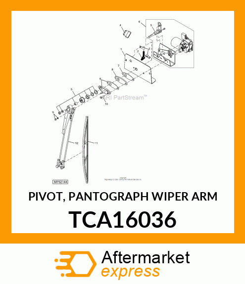 PIVOT, PANTOGRAPH WIPER ARM TCA16036