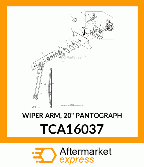 WIPER ARM, 20" PANTOGRAPH TCA16037