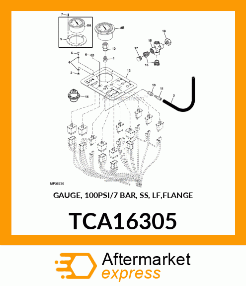 GAUGE, 100PSI/7 BAR, SS, LF,FLANGE TCA16305