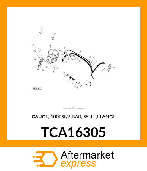 GAUGE, 100PSI/7 BAR, SS, LF,FLANGE TCA16305