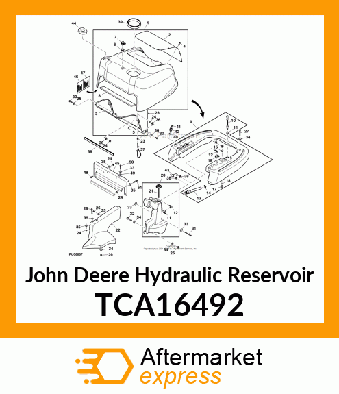 RESEVOIR, HYDRAULIC, W/FITTINGS TCA16492