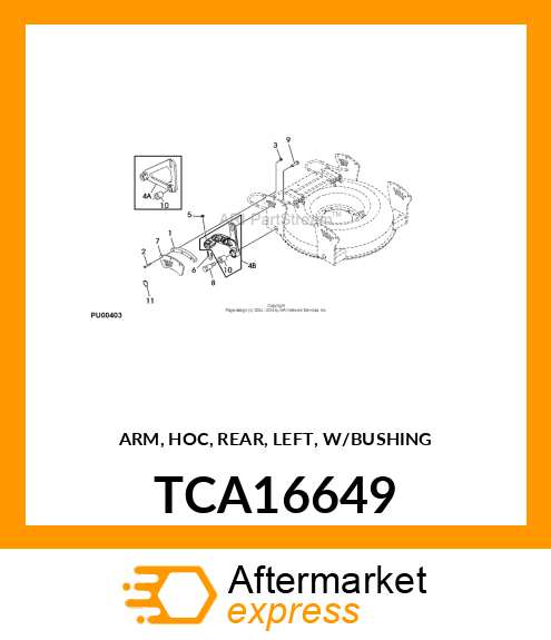 ARM, HOC, REAR, LEFT, W/BUSHING TCA16649