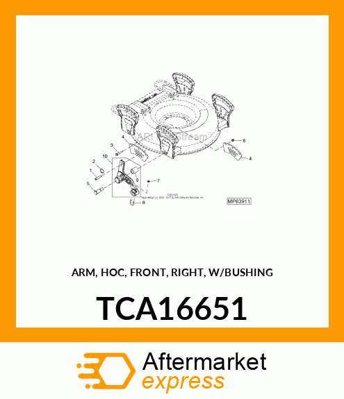 ARM, HOC, FRONT, RIGHT, W/BUSHING TCA16651