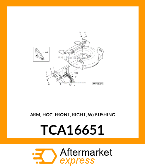 ARM, HOC, FRONT, RIGHT, W/BUSHING TCA16651