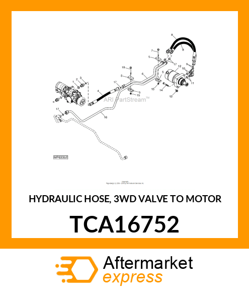 HYDRAULIC HOSE, 3WD VALVE TO MOTOR TCA16752