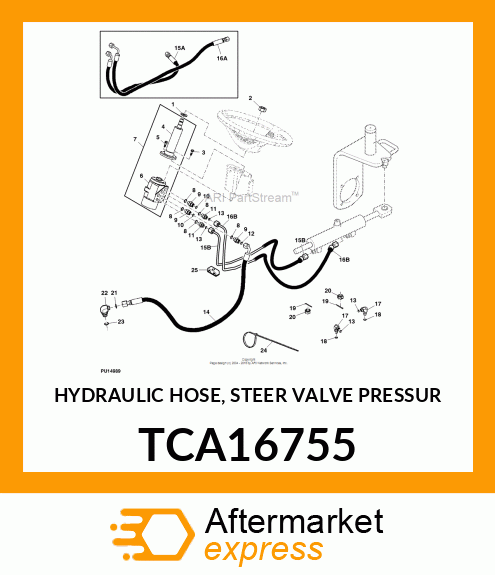 HYDRAULIC HOSE, STEER VALVE PRESSUR TCA16755